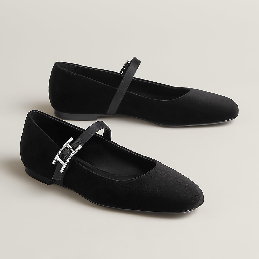Jane Marple 黒 ビスチェ ベルベット 羽 Sapatilha Jane - Preto | Hermès Brasil